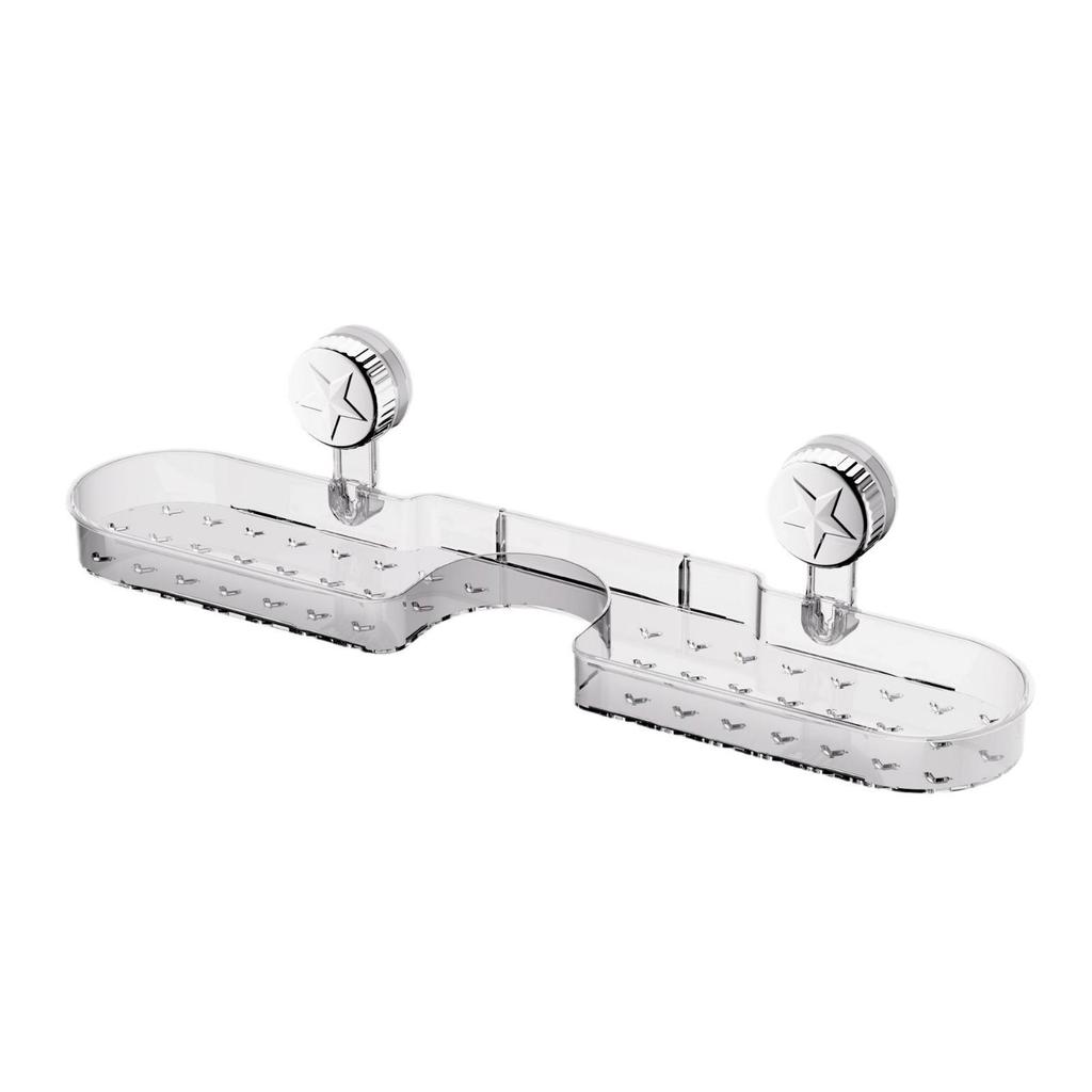 Pentagram Suction Cup Faucet Shelf: No-Drill, Wall-Mounted Bathroom Storage, Sink Mirror Front, with Draining Feature