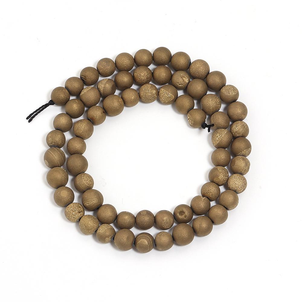 

Natural Druzy Agates Stone Beads 6 8 10mm Gold Round Loose Spacer Beads For Jewelry Making DIY Necklace Bracelets Accessories