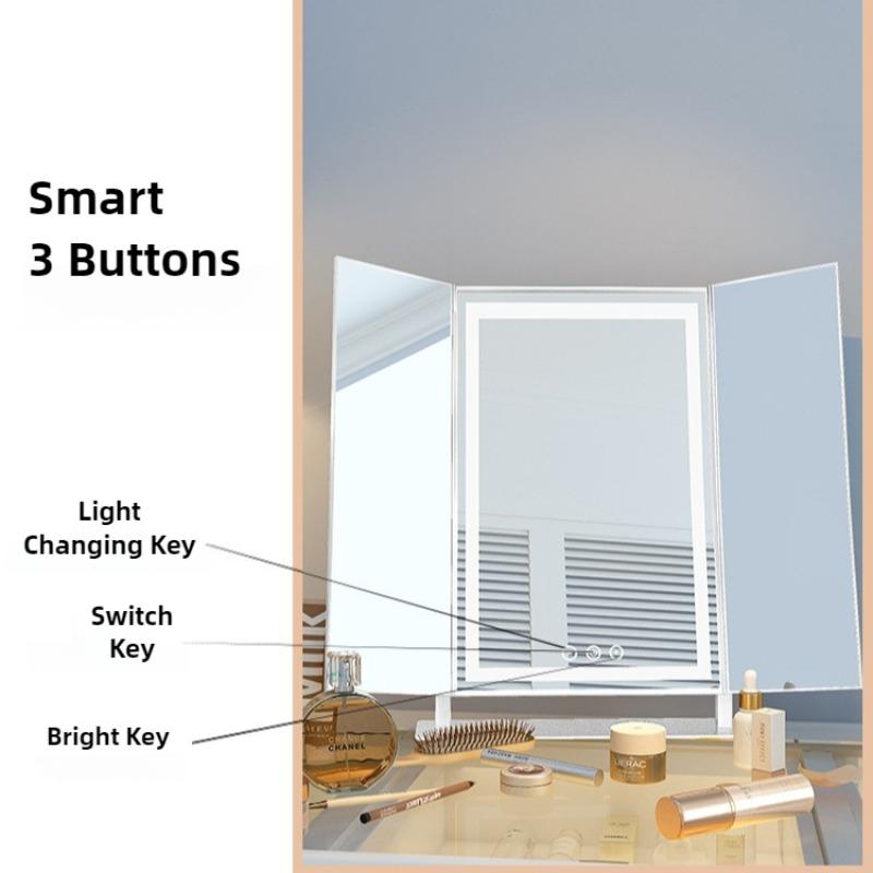 Folding Mirror Aesthetic Led Mirrors Luxury Decorative Makeup Mirror Elegant Tabletop Mirrors with Light Bedroom Decoration