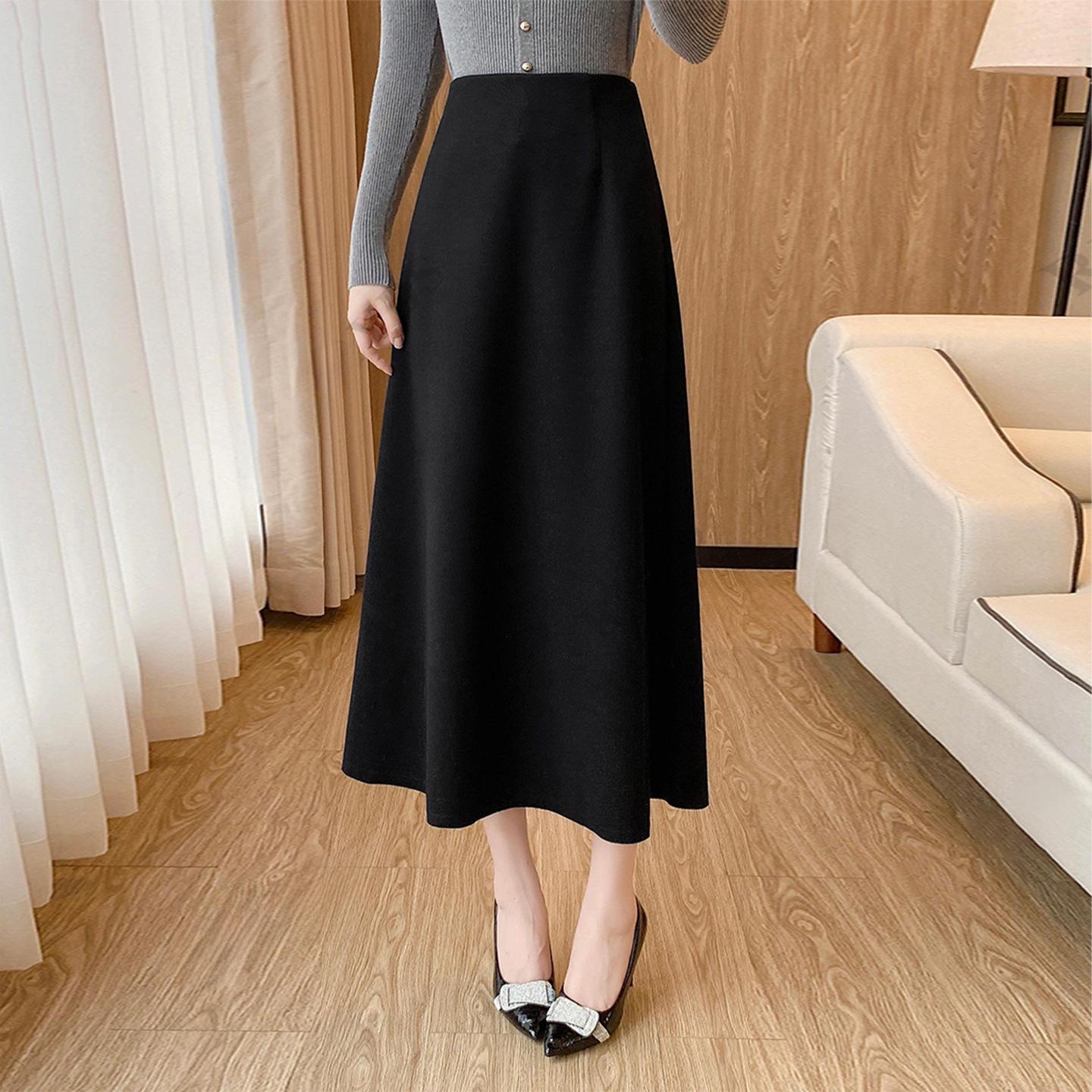 Versatile Mid-Length Skirt: High-Waisted Slimming Fishtail A-Line for Autumn/Winter 2025 3XL/31 (135-145 lbs recommended) чёрный