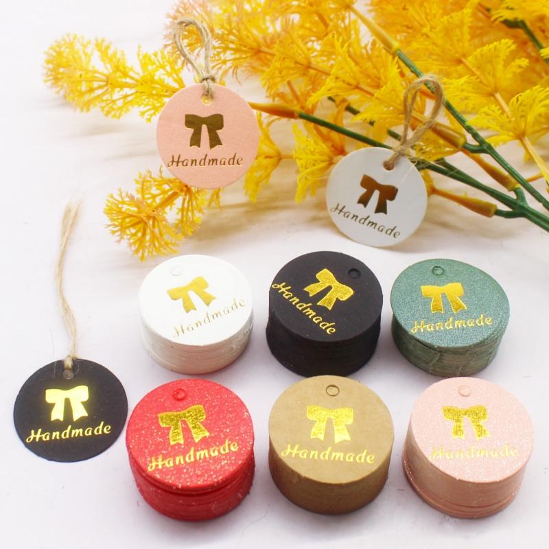 3cm okrągła 100TAG + 20M STIRNG RĘCZNIE ROBIONA etykieta prezentowa Etykieta prezentowa WESOŁYCH ŚWIĄT