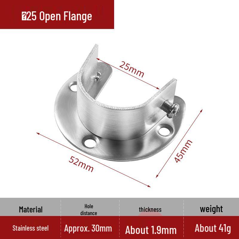 Stainless Steel Round Flange Base Wardrobe Clothes Rail Holder and Towel Rack Fixing Accessories.
