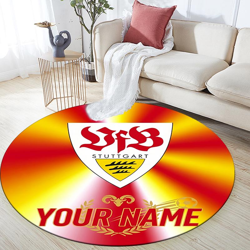 Custom Name,VfB pattern round rug,Carpet Rug for Living Room Bedroom Playroom ,Non-slip Floor Mat,Holiday Gifts and Birthday Gifts.