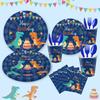 Blue Dinosaur Party Tableware Cartoon Dinosaur Theme Birthday Party Set Disposable Paper Plate Tissue Tablecloth