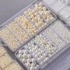 Simple 4/6/8/10mm Beige White Imitation Pearl with Hole Bead Necklace Earrings Bracelet with Round Beads for DIY Handmade Crafts