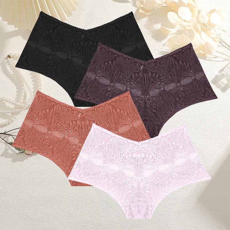 

4 шт./компл. Кружевные трусики для женщин Цветочные с вырезами Чики стиль Сексуальное нижнее белье Женское интимное белье Lingerie Дизайнерские трусики Finetoo XL&Set