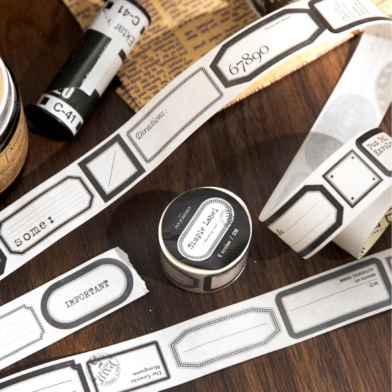 Journal GO 2.5x200cm Vintage Simple Label Tape Decorative Retro Masking Tape Diy Diary Stationery Scrapbooking Material Stickers