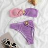 Two-piece Color-blocking Bikini Swimsuit Female Sexy Small Pit Strip Swimsuit