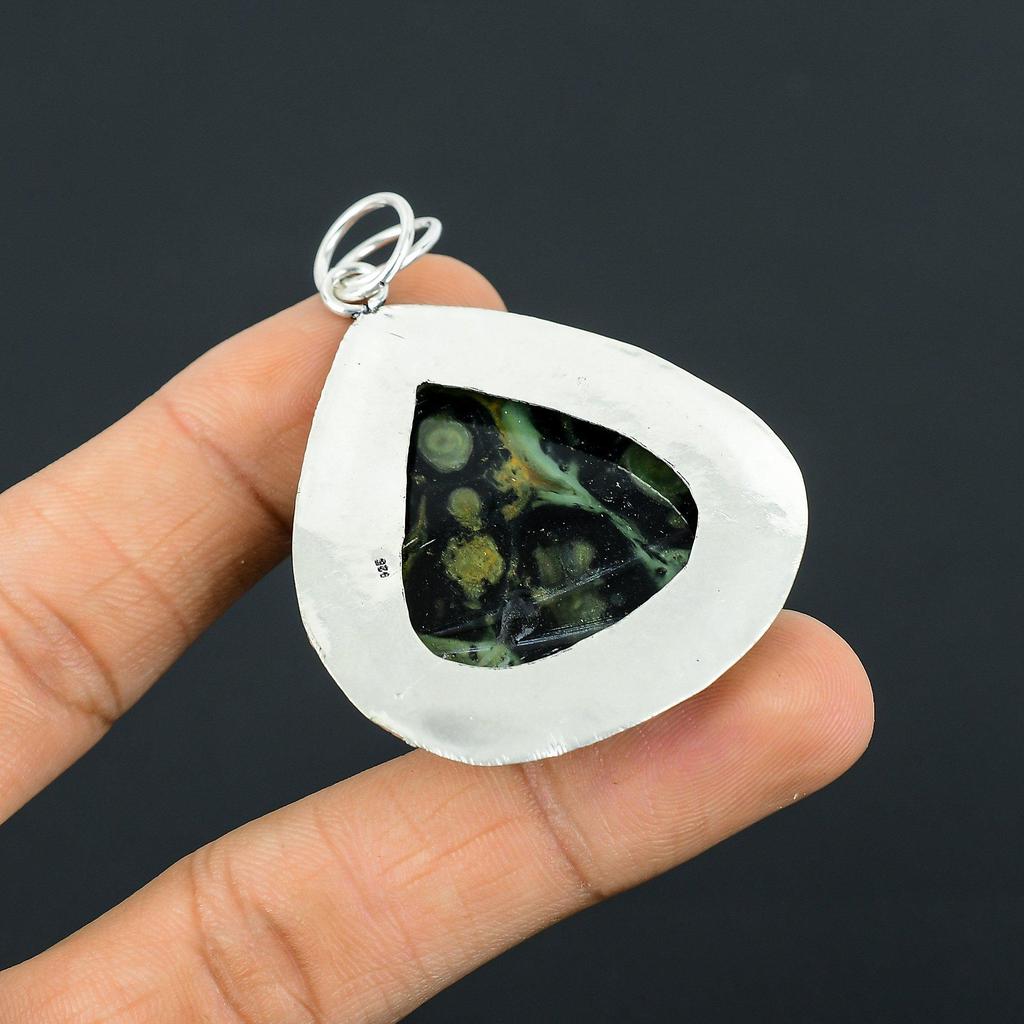 Kambaba Jasper Stone 925 Silver Wife Ethnic Anniversary Bezel Pendant Jewelry