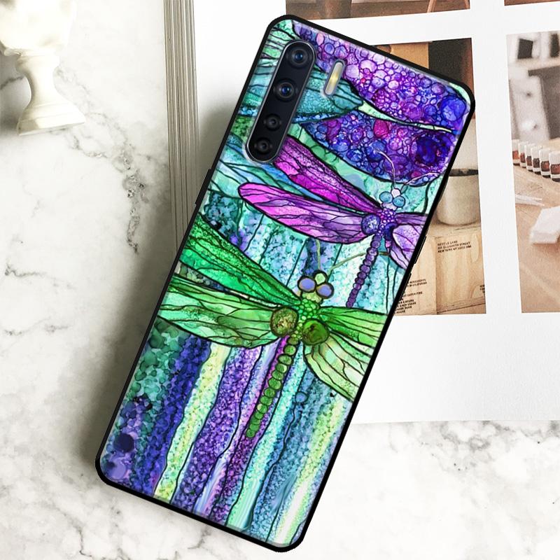 Luxury Dragonfly Case For Oppo A18 A38 A58 A78 A98 A40 A60 A80 A16 A76 A96 A15 A17 A77 A74 A94 A54 A57S Cover