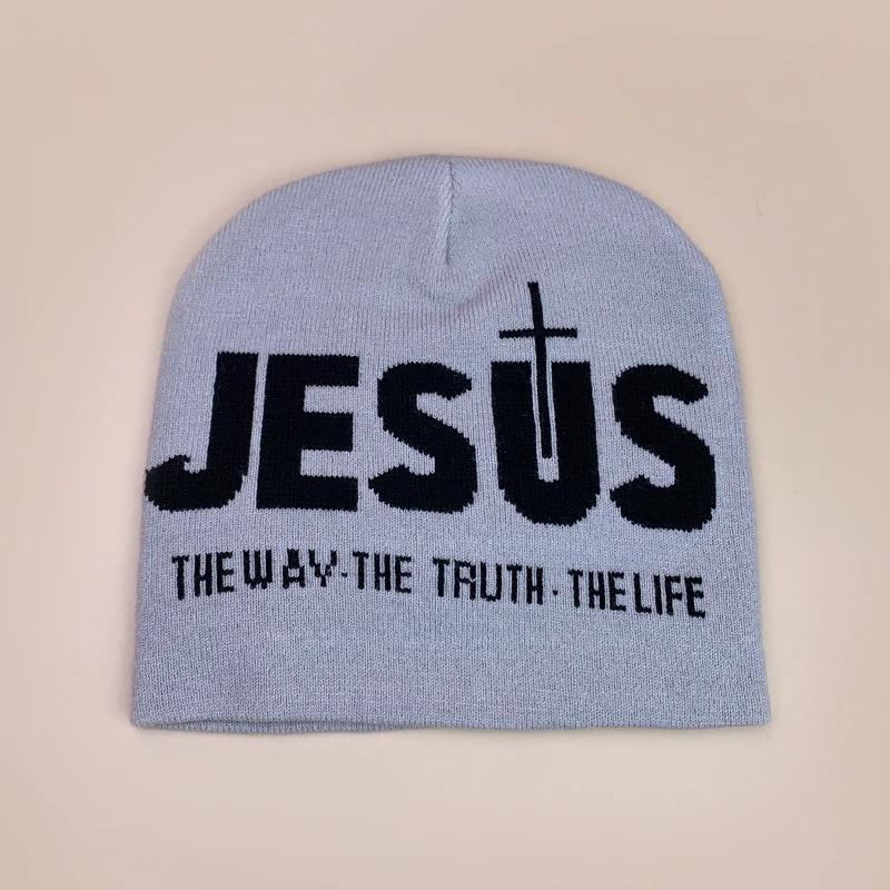 Y2K Letter Cross Street Wool Knitted Hats Autumn And Winter Hip Hop Warm Personal Comfortable Versatile Fashion Jacquard Weave