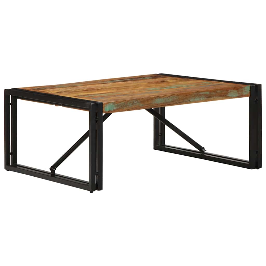 Multicolored Coffee Table 80 X 80 X 35 Cm Solid Reclaimed Wood