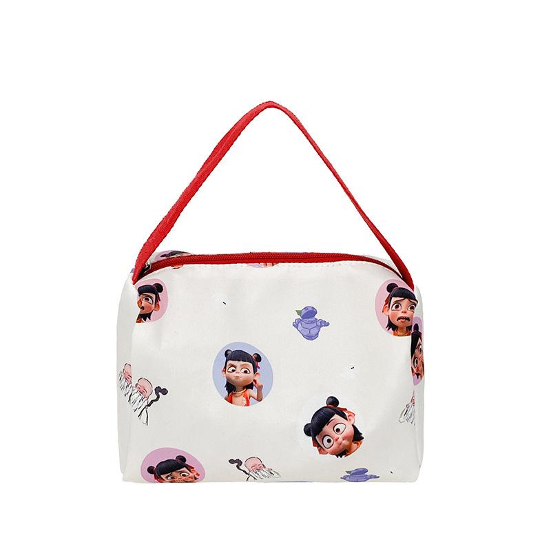 

Women s cosmetic bag portable storage wash three-dimensional cute handbag cartoon Nezha printing handbag one size fits all красный