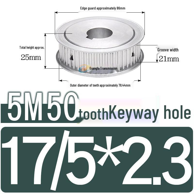 Dual-Sided Flat Timing Pulley: 5M50 Teeth, Width Options 11/16/21/27AF, Bore Size 8-30.