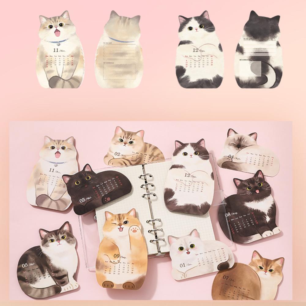 Animal Calendar Organizer Multi-Functional Cat Desk Calendar Cute Desk Agenda Double-Sided Pet Yearly Scheduler For Gift For