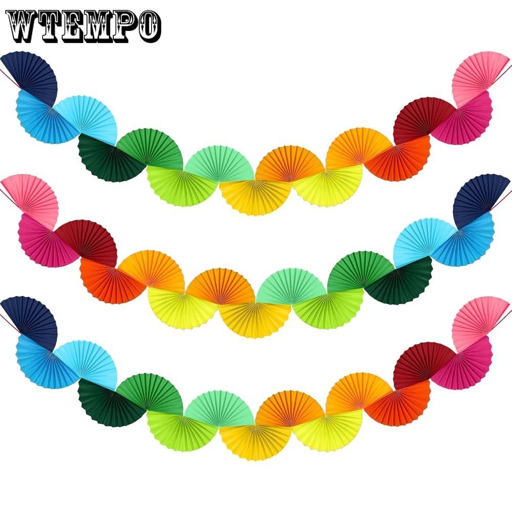 3pcs Wedding Paper Fans Garlands Colorful Background Ceiling Hanging Decorations Set for Birthday Party Supplies 3D Bachelorette Party Decorations