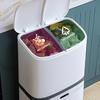 20L/Plastikowy Kosz na Śmieci Kuchenny Narożny Kosz do Recyklingu Otwierany Naciskiem Nowy Pojemnik na Śmieci 40LWygodny Sortownik Śmieci z Kółkami