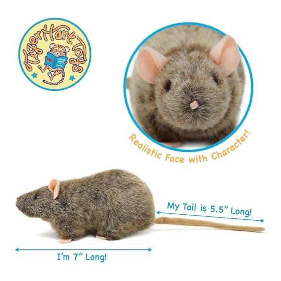 [VIAHART] Fancy Rat Reuben Plush Toy Gray S Size (Approx. 18cm) Big Kindness In a Small Body Wisdom Companion Realistic Rat Washable Stuffed Toy
