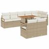Garden Sofa Set with Storage 9 Pcs Beige Poly Rattan