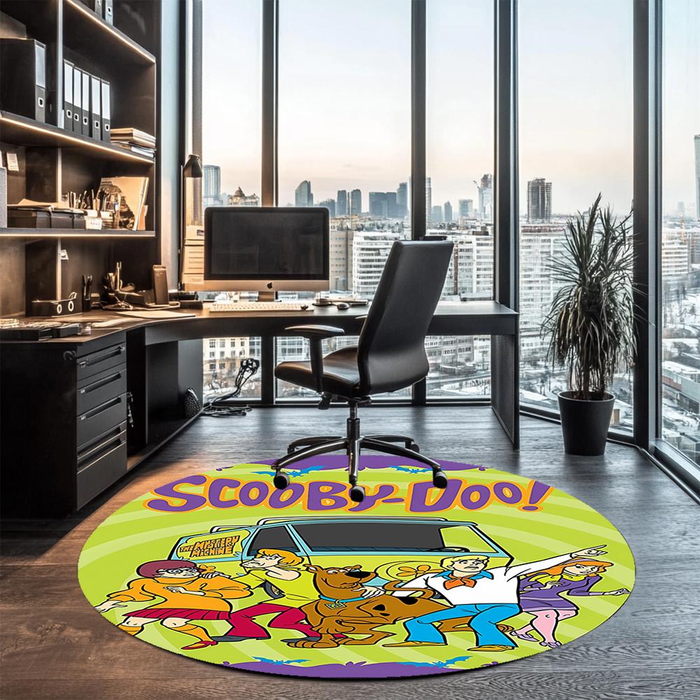 Scooby Doo Printed Round Rug Carpet Chair Rug Area Rug Entryway Doormats,for Office Chair Living Room Bedroom Kitchen Room.