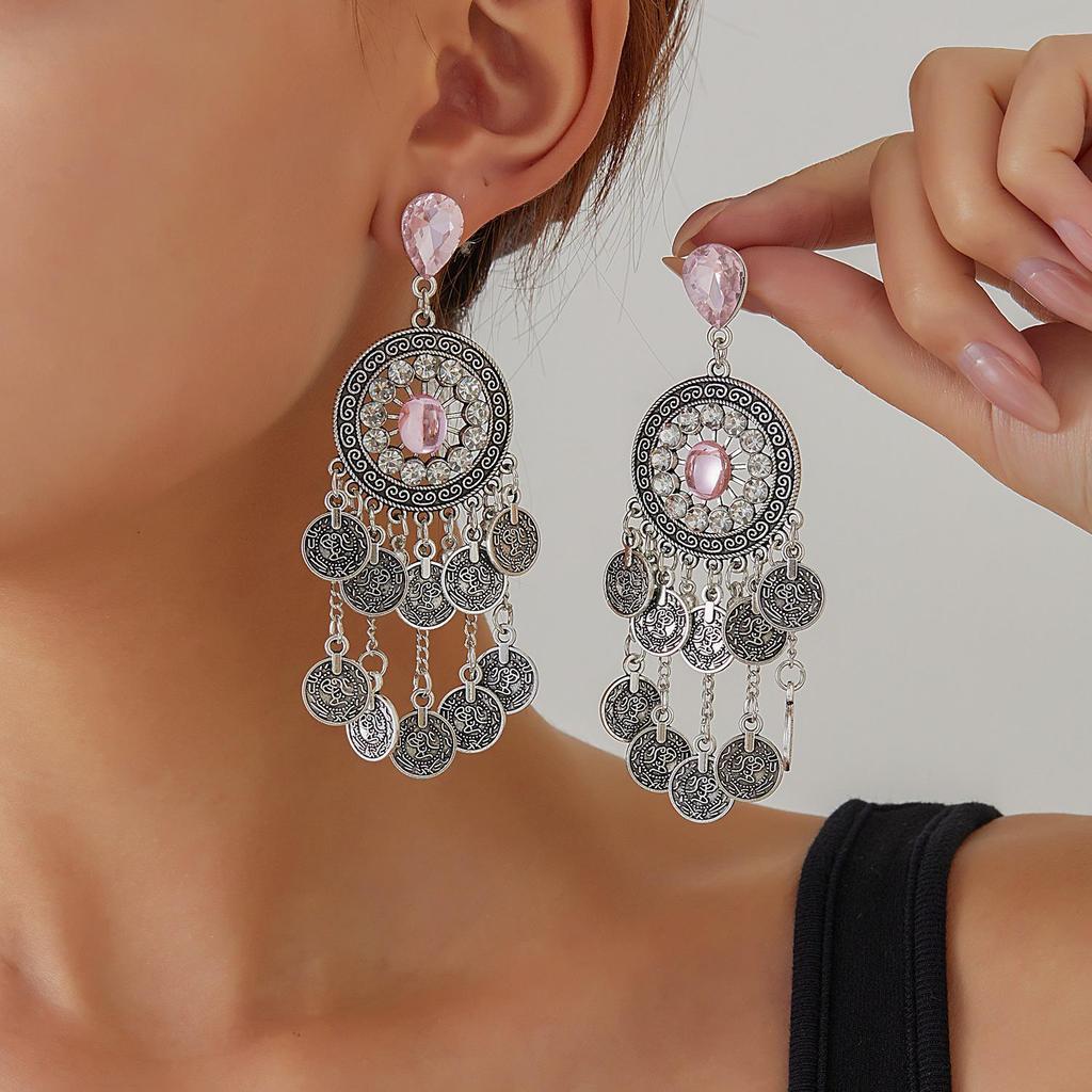 Bohemian Ethnic Tassel Metal Dangle Earrings - Fashion Exotic Ear Jewelry