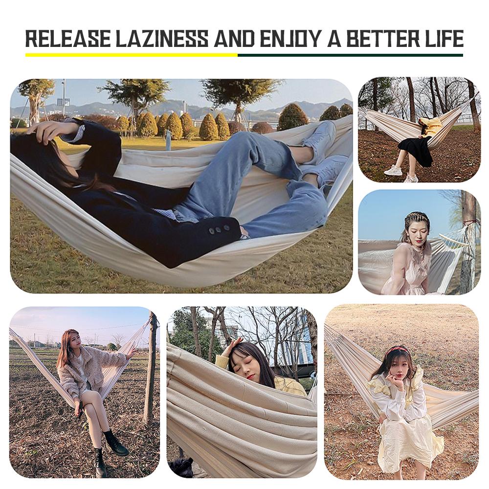 150*190CM Camping Hammock Canvas Hanging Bed Without Stick White Double Chair Swing Sleeping Bed for Travel Rollover Prevention