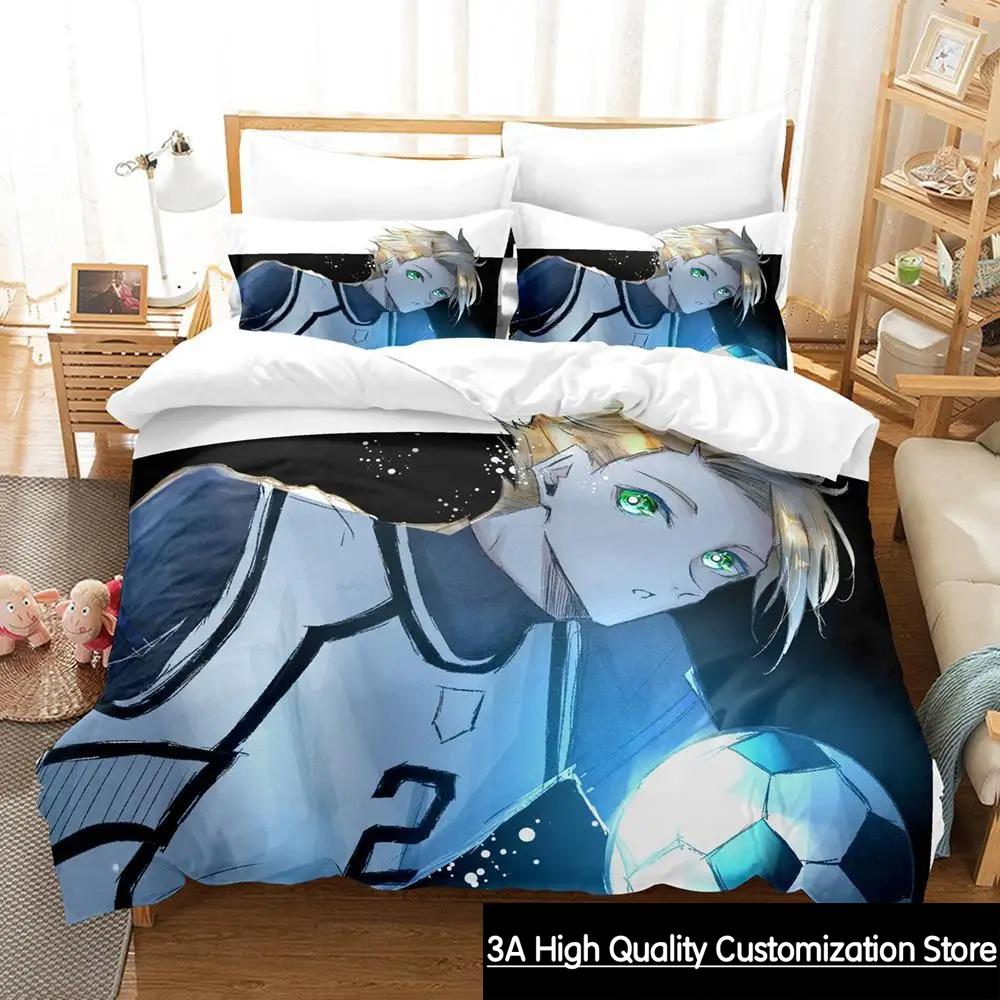 2023 New Blue Lock Bedding Set Cartoon Anime three-piece set Adult Boys Bedroom Duvetcover Sets 3D Kawaii colcha de verano cama