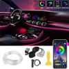 Strisce luminose ambientali per interni auto a LED Kit di illuminazione al neon per atmosfera in fibra ottica RGB con lampade decorative per auto con telecomando APP