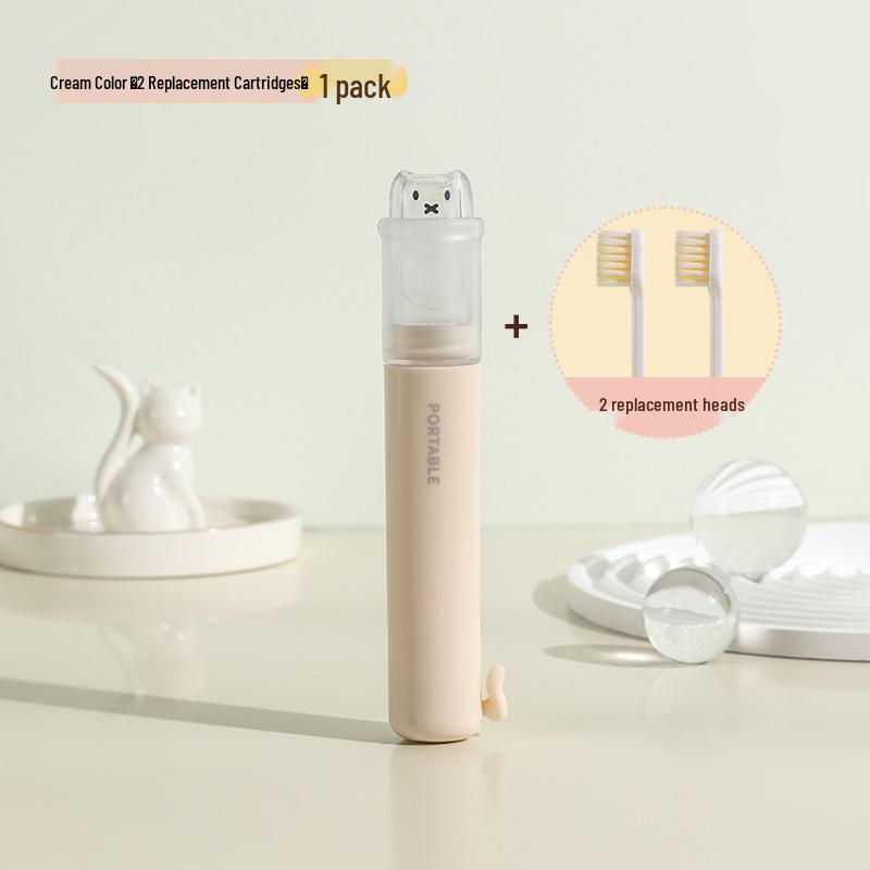 Portable 2-in-1 Toothbrush & Toothpaste Set with Holder - Essential for Travel and Business Trips, Soft Bristles