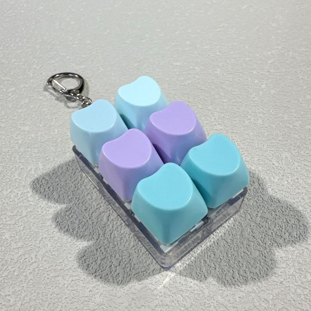 

New Creative 6 Keys Keycaps Keychain Click Button with Light Fidget Keychain Stress Relief Heart Shape Decompression Adult