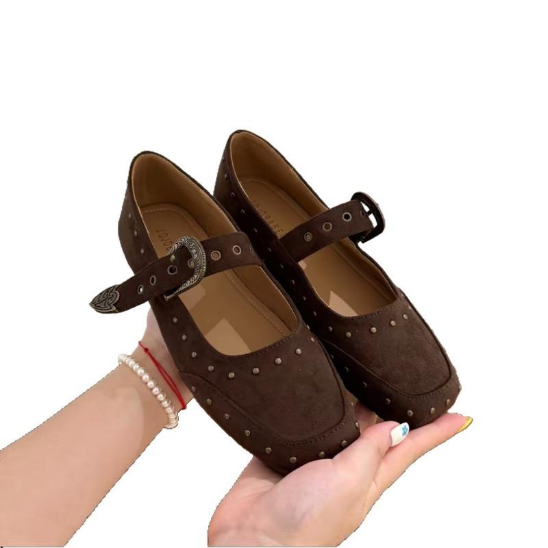 Flat-bottomed Square-headed Mary Jane Single Shoes Women's Shoes Early Autumn New Soft-soled Spring and Autumn Versatile Doudou Shoes