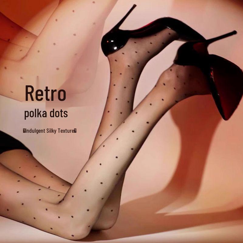 Herz Tupfen Schwarz Strümpfe - Damen Sexy Anti-Laufmaschen Strumpfhose