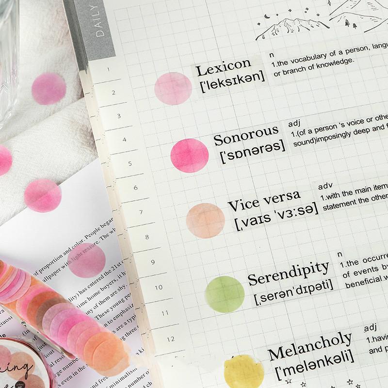 1Roll School Office Supply Colorful Dots Masking Tapes Journal Student Notebook Stickers Kids DIY Decorative Diary Scrapbooking