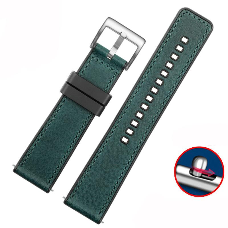 Vintage Italian Leather Watch Band For Seiko Tudor Casio Waterproof Silicone Rubber Bottom Chain Strap Bracelet 20mm  22mm 24mm