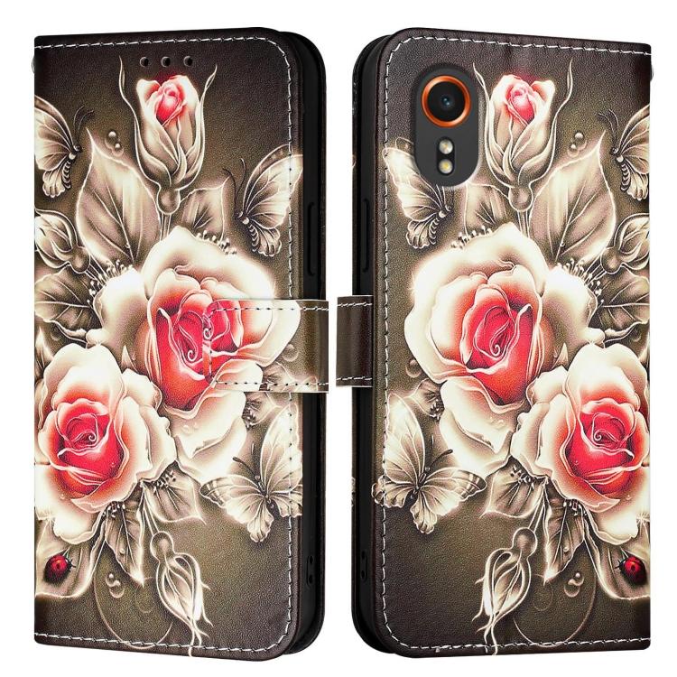 For Samsung Galaxy Xcover7 Colored Drawing Pattern Plain Weave Leather Phone Case For Samsung Galaxy Xcover7 чёрный