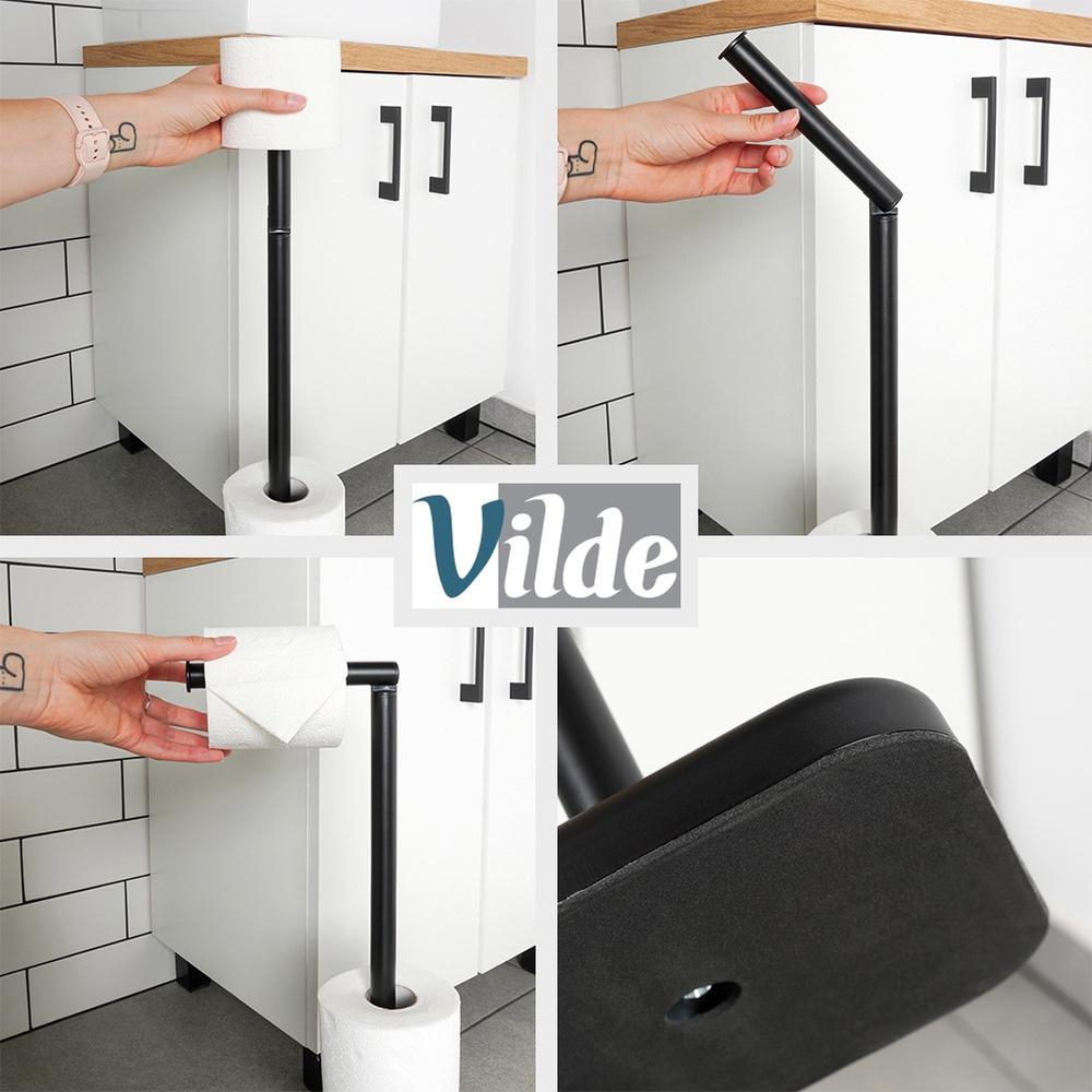 Toilet Paper Stand, Bathroom Floor Mount, Black