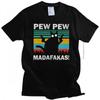 Lustiges Pew Pew Madafakas T-Shirt für Männer Kurzarm Vintage Lustiges Katzenbesitzer T-Shirt Baumwoll-T-Shirt Mode-Tee