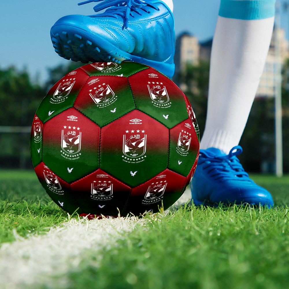 Pallone da Calcio Indoor Al Ahly Misura 5 Colorato Per Tutte le Età Cucito a Macchina PVC Pronto per la Competizione Resistente Alto Rimbalzo