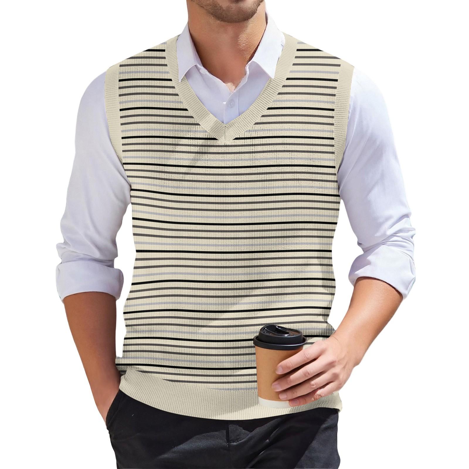 

Мужской модный принтованный V-образный вырез без рукавов трикотажный пуловер XXL хаки