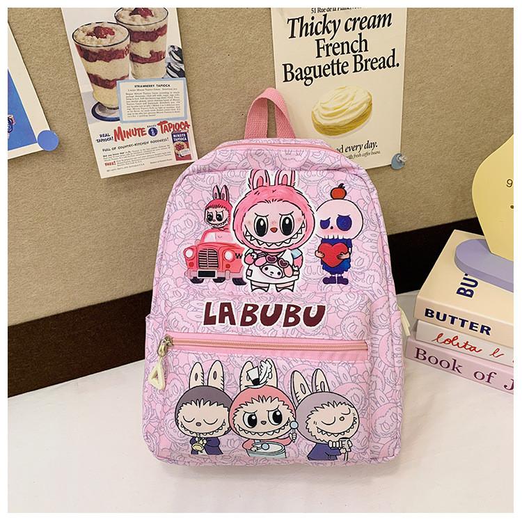 Adorable Labubu Cartoon Kids Backpack Lightweight Nylon Design For Ages Two To Six