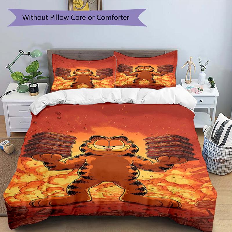 Set copripiumino 3 pezzi (1*Copripiumino + 2*Federe, Senza Nucleo), Set Biancheria da Letto con Stampa Garfield, Decorazione Camera da Letto, Stagione Unica, Regalo di Compleanno