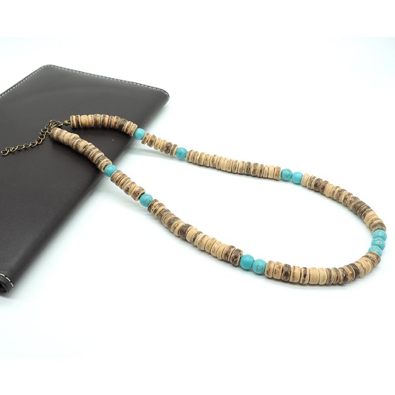 Noter Męski Naturalny Koraliki Kokosowe Drewniany Naszyjnik 19 Calowy Krótki Choker Naszyjnik Ręcznie Robiony Naszyjnik Prezenty Dla Niego Codzienna Biżuteria