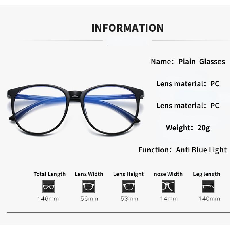Vintage Anti Blue Light Glasses Women Men Oversized Round Frame Computer Eyewear Transparent Fashion Plain Eye Glasses
