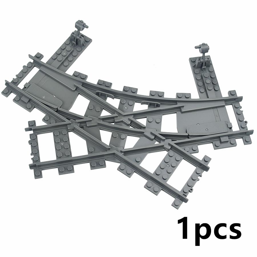Works With 53401 Train Rail Curve Tracks R56 R72 R88 R104 MOC City Brick On-Off Switch Cross Forked Curved Rails Construction Block Playthings