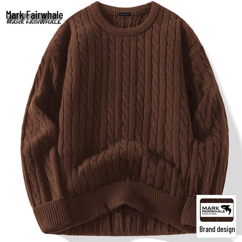 Mark Fairwhale Men's Cable Knit Round Neck Sweater