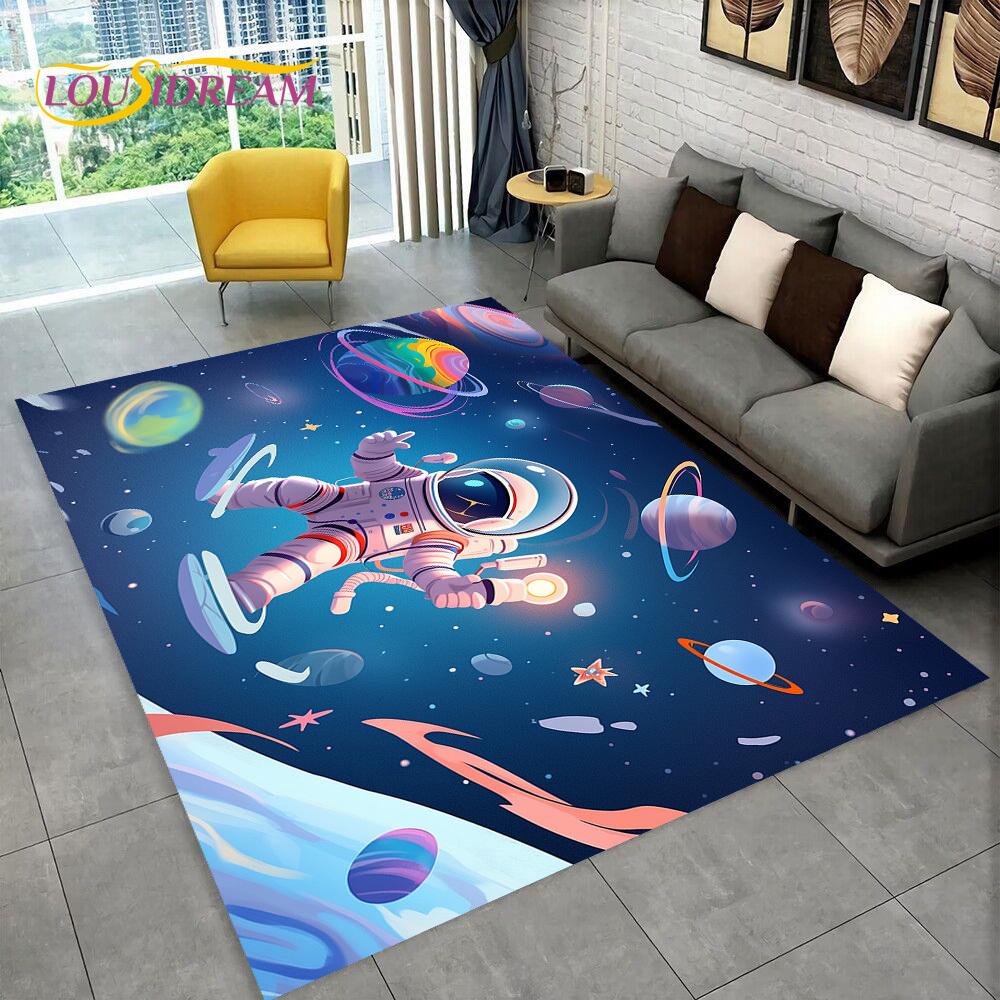 Astronauta Sen Wszechświat Kosmonauta Dywanik 3D Kosmos Kreskówka Dywan do Salonu Sypialni Dekoracja, Antypoślizgowy na Sofę Wycieraczka Dzieci