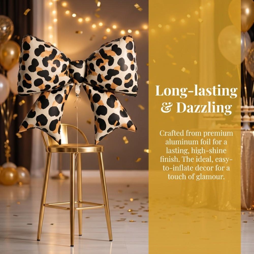 2pcs Aluminum Foil Bowknot Balloon Romantic Festival Party Balloon Leopard Print Balloon  Graduation