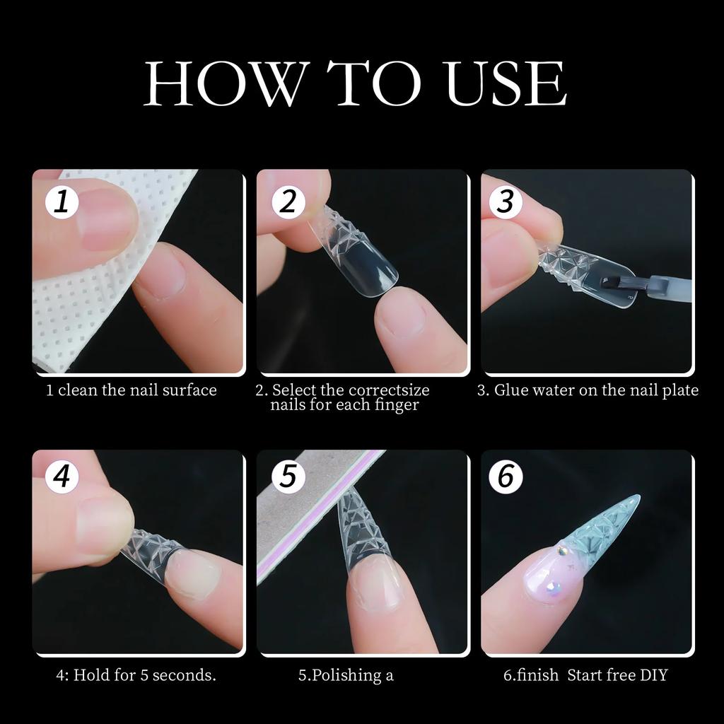 3D 120pcs/Box Long False Press On Acrylic Nails Coloured Glaze False Nails Stiletto Aail Tips For Extension Manicure Art Design