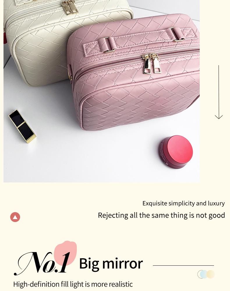 New 2025 LED Mirror Makeup Bag: Large-Capacity, Portable, Hanging Suitcase Storage for Women