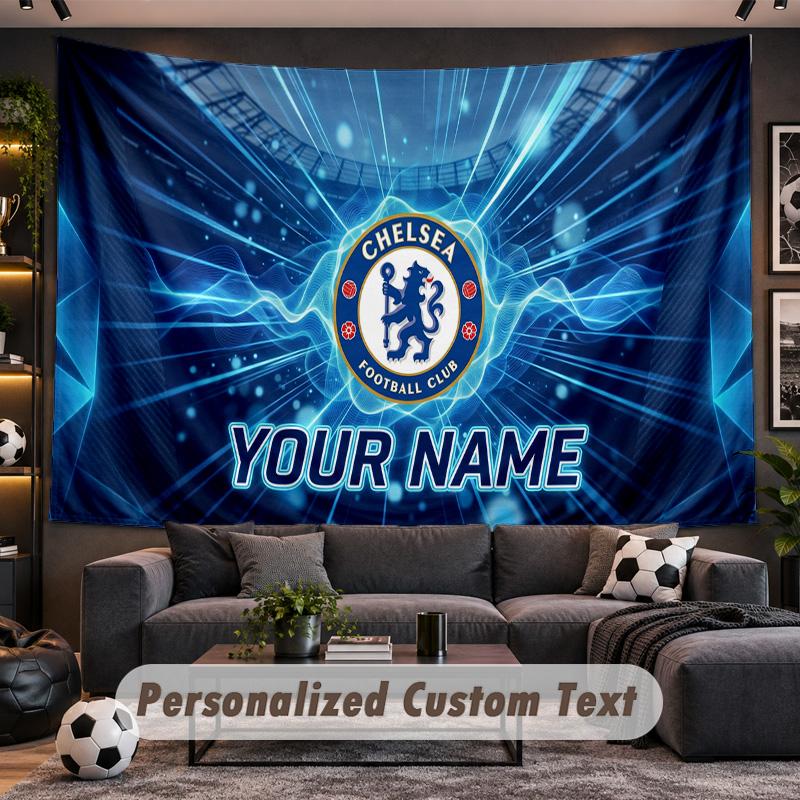 Chelsea FC Personalisierte Wandteppich Unterstützung Benutzerdefinierter Name, Wandkunst Heimdekoration